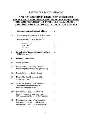 Fillable Online Bis Org Bureau Of Indian Standards Application Form For