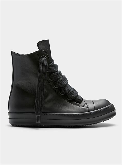 Jumbo Lace Leather High Top Sneakers Men Rick Owens Shop Mens Designer Rick Owens Online In