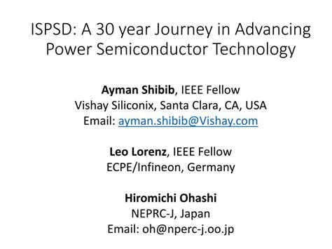 Pdf Ispsd A Year Journey In Advancing Power Junction