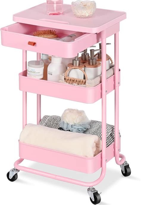 Amazon 3 Tier Metal Mesh Rolling Cart Storage Organizer With