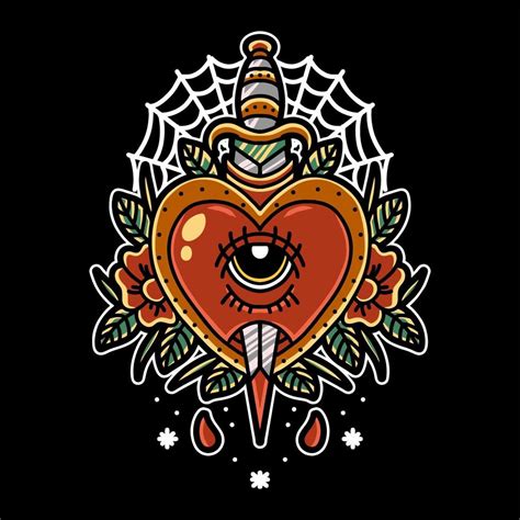 Heart and dagger tattoo design 1227566 Vector Art at Vecteezy