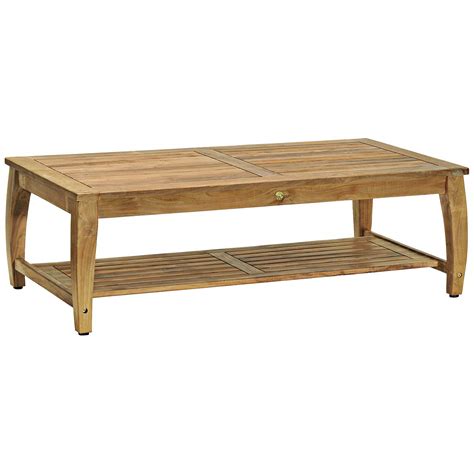 Woodbury Rectangular Natural Teak Wood Coffee Table - #1F672 | Lamps Plus