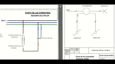 CONMUTADA Punto De Luz CONMUTADO Esquema Unifilar 2 YouTube