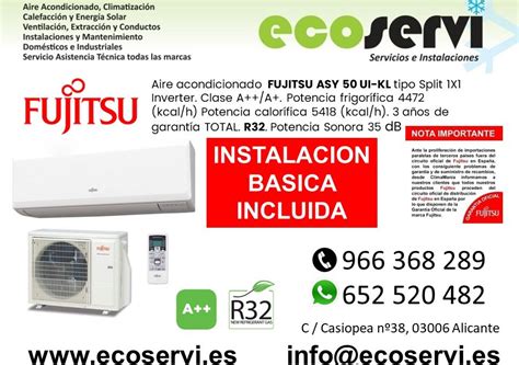 Aire Acondicionado Alicante Split Fujitsu Asy Ui Kl