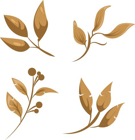 Set Of Brown Dry Plant Leaves Illustration Frame Pattern Element