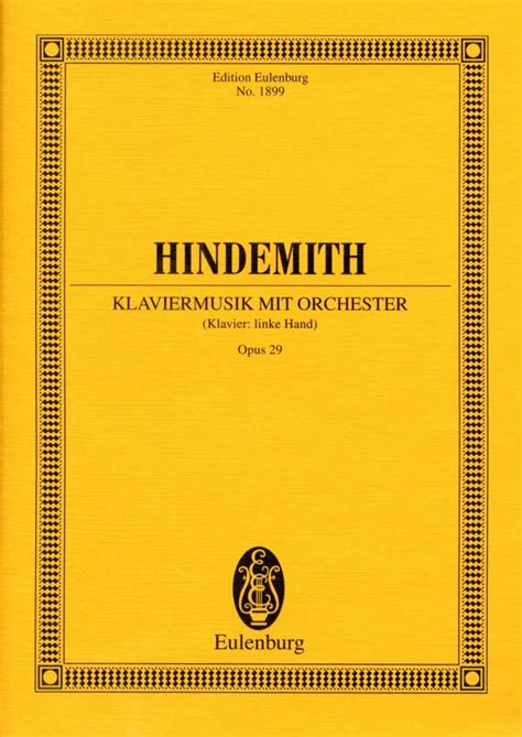 Klaviermusik Mit Orchester Op Von Paul Hindemith Im Stretta Noten