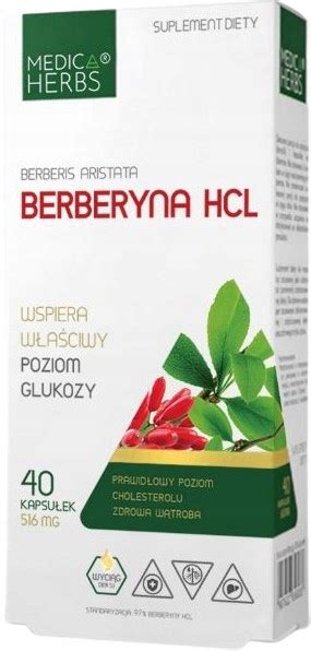 BERBERYNA HCL 500mg MEDICA HERBS GLUKOZA Wątroba Odchudzanie