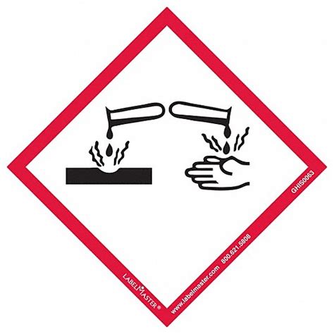 Corrosive Pictogram, White, Label - 35ZH39|GHIS0063 - Grainger