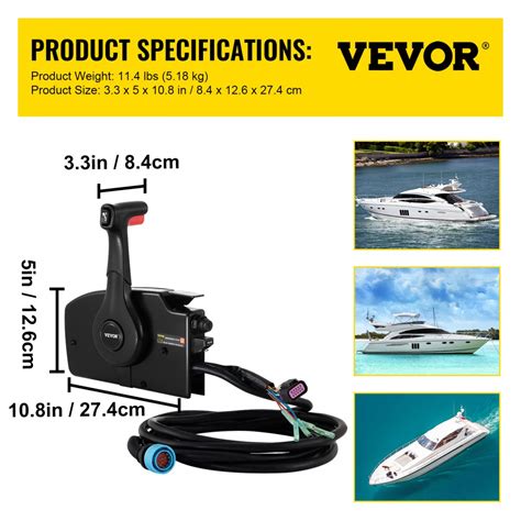 Vevor Outboard Remote Control Side Mount 881170a13 With 14 Pin Outboard Motor Controls 15 Feet