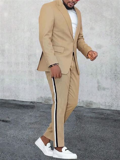 Manfinity Mode Men Contrast Side Seam Blazer Suit Pants SHEIN USA