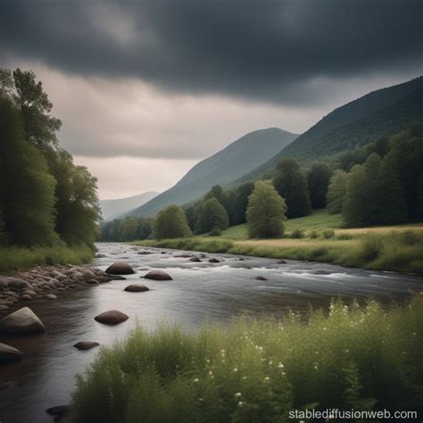Mountain River Field Landscape Stable Diffusion Online