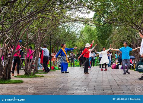 Kunming China 12 July 2019 Chinese People Dancing In The Public Park Wearing Ethnic