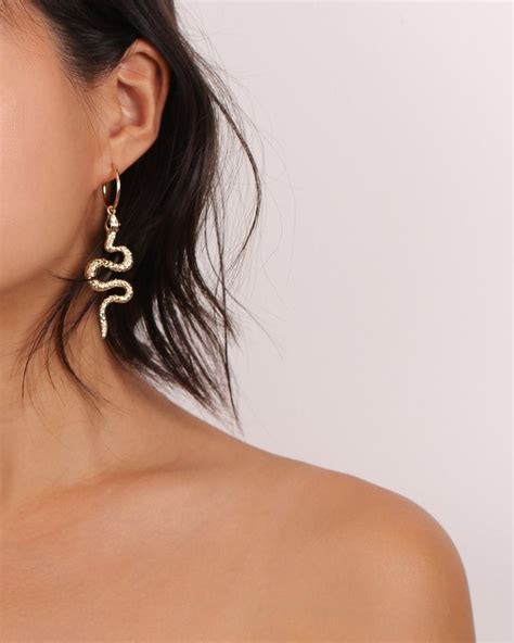 Snake Hoop Earrings Gold Snake Earrings Snake Charm Earrings Snake