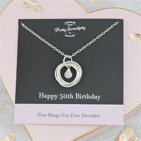 50th Birthday Necklace With Birthstone 50th Birthday T For Etsy