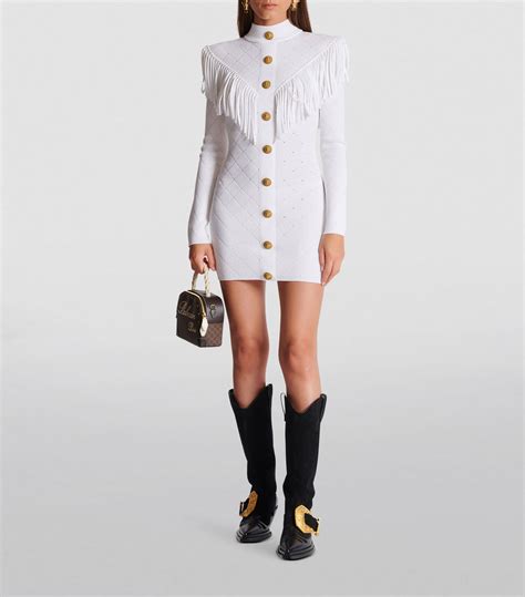 Womens Balmain White Fringed Mini Dress Harrods Countrycode