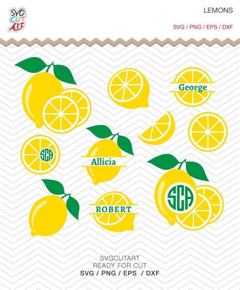 Lemons Svg Fruit Svg Lemon Monogram Fruit Monogram Kitchen Svg Summer