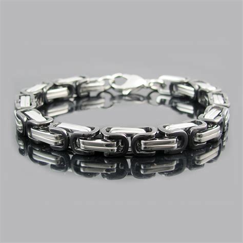 Byzantine Link Bracelet Stainless Steel Blackjack Jewelry Touch