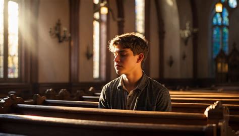 Premium Photo Young Man Praying In The Church Ai Generatedyoung Man
