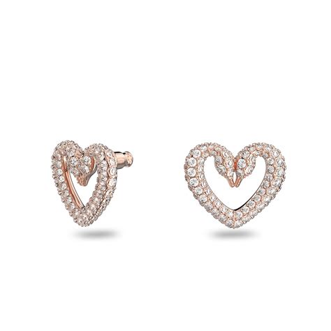 Swarovski Rose Gold Coloured Una Pave Heart Crystal Earrings 5628659 Goldsmiths