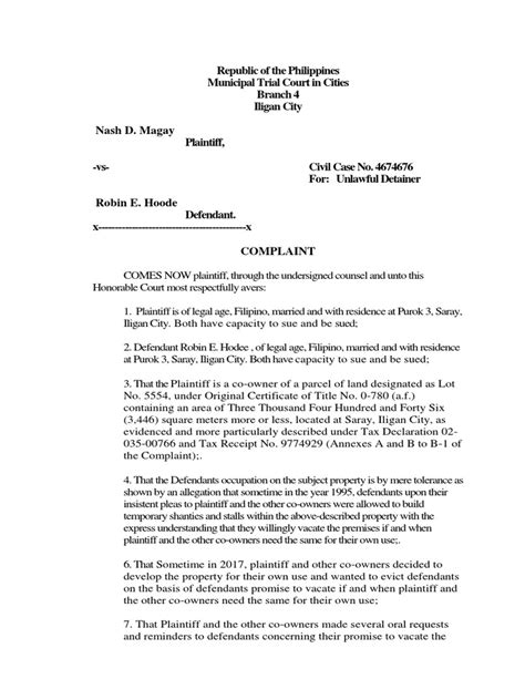 Unlawful Detainer Practice Court Pdf Eviction Lawsuit