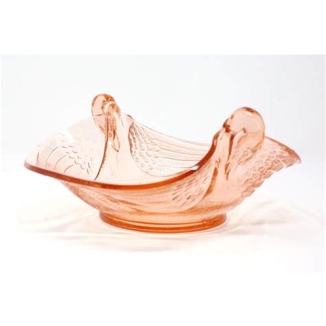 Vintage Fenton Pink Glass Double Swan Bowl Chairish