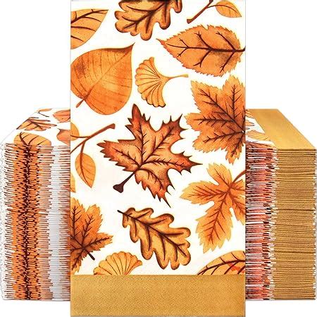 Amazon Pcs Thanksgiving Napkins Fall Leaves Paper Guest Towels