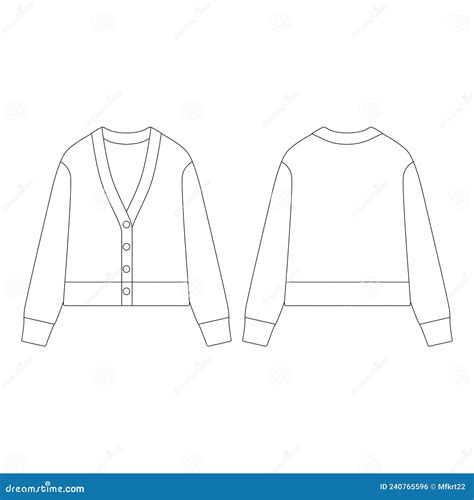 Template Women Cropped Cardigan Vector Illustration Flat Design Outline