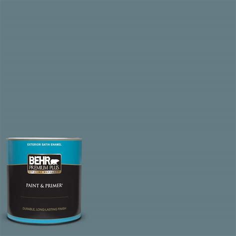 BEHR PREMIUM PLUS 1 Qt 540F 5 Smokey Blue Satin Enamel Exterior Paint