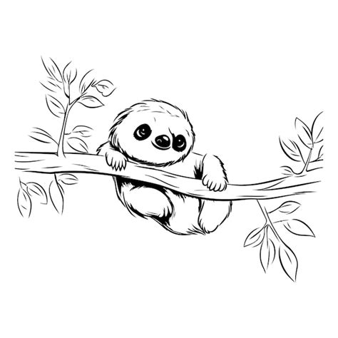 Un Mignon Paresseux De Dessin Animé Sur Une Branche D arbre