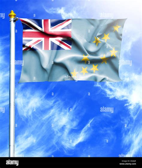 Blue Sky And Mast With Hanged Waving Flag Of Tuvalu Stock Photo Alamy