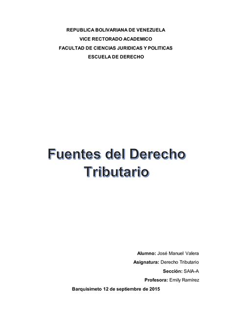 Ensayo Fuentes Del Derecho Tributario Pdf