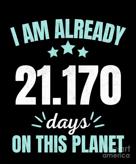 Already 21170 Days On This Planet 58th Birthday Digital Art By Tenshirt Fine Art America