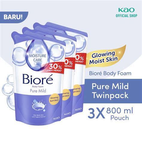 Jual Biore Sabun Mandi Cair Body Foam Pure Mild Pouch Ml Triple