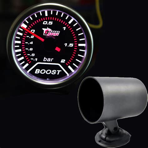 2 Car Universal Pointer Bar Turbo Boost Gauge Meter Smoke Tint Len