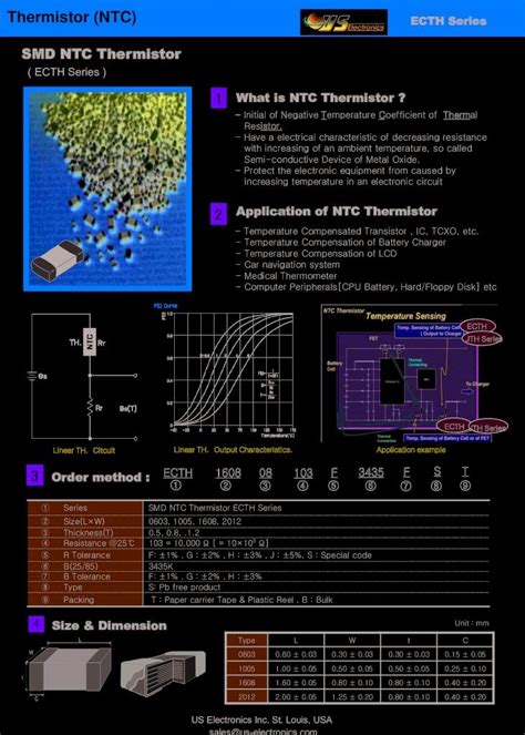 Pdf Thermistor Ntc U S Electronics Electronics Ntc Thermistors