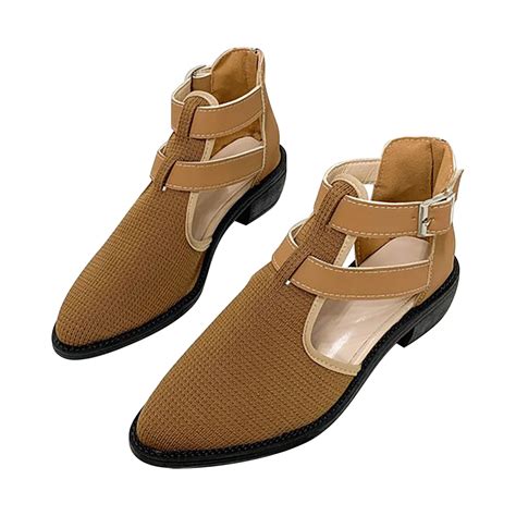 Vbarhmqrt Female Dress Sandals For Women Casual Side Hollow Belt Buckle Flat Bottom Roman Shoes