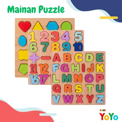 Jual Tokoyoyo Mainan Puzzle Kayu Edukasi D Angka Alphabet Bentuk