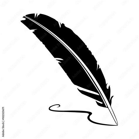 A Vector Illustration Of Feather Quill And Ink Retro Image Of A