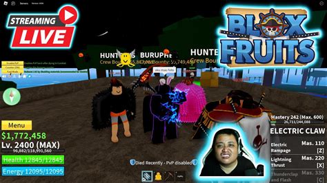 LIVE ROBLOX BLOX FRUITS MAX LEVEL GABUT NAEKIN MASTERY AJA LAH