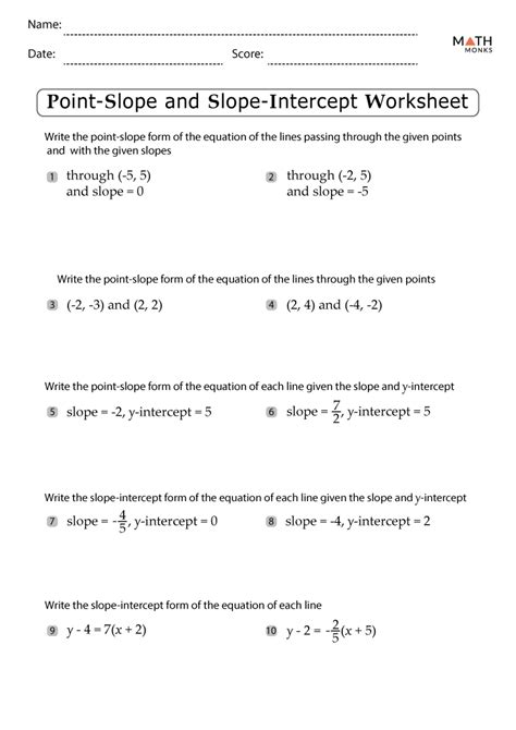 Point Slope Form Worksheet