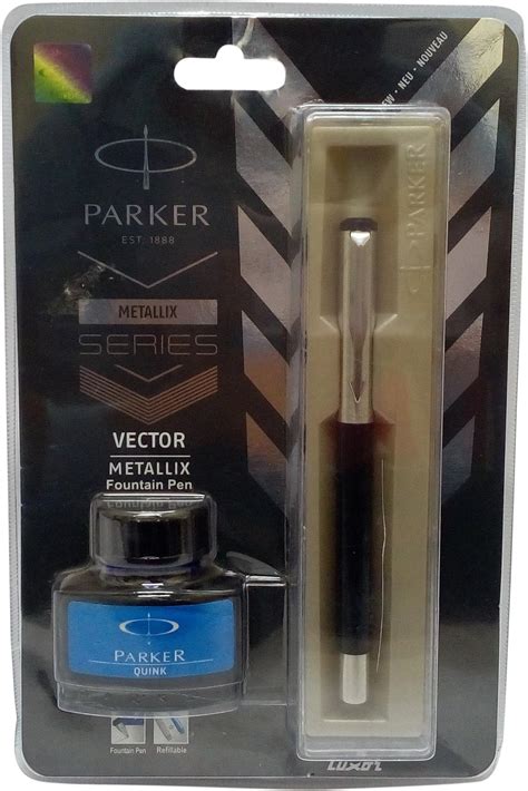 Parker Vector Metallix Series Fountain Pen With Free Quink Bottle Ml