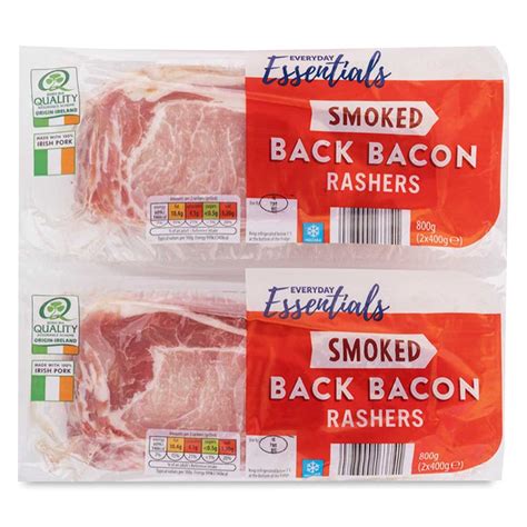 Smoked Back Bacon Rashers 2x400g Everyday Essentials Aldiie