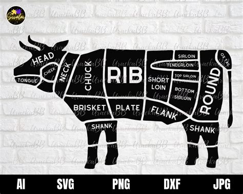 Beef Cuts Svg Beef Cattle Cuts Svg Butcher Svg Chart Cuts Etsy Ireland