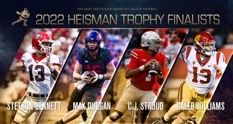 Bennett, Duggan, Stroud, Williams Named 2022 Heisman Trophy Finalists - Heisman