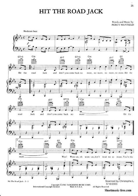 Hit The Road Jack Sheet Music Ray Charles Download Hit The Road Jack ...