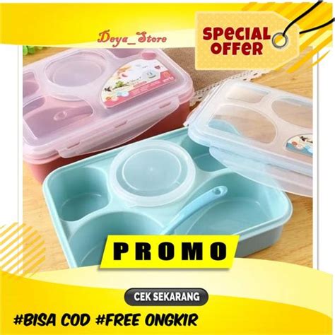 Jual Lunch Box Set Anti Tumpah Yooyee Tempat Bekal Makan Sekat Anak