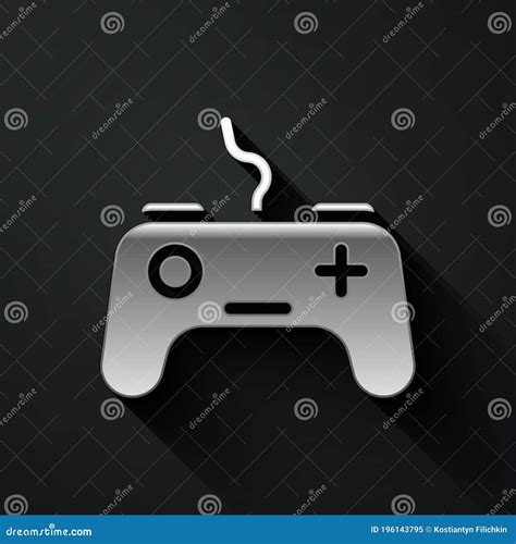 Icono De Gamepad Plateado Aislado En Fondo Negro Controlador De Juegos