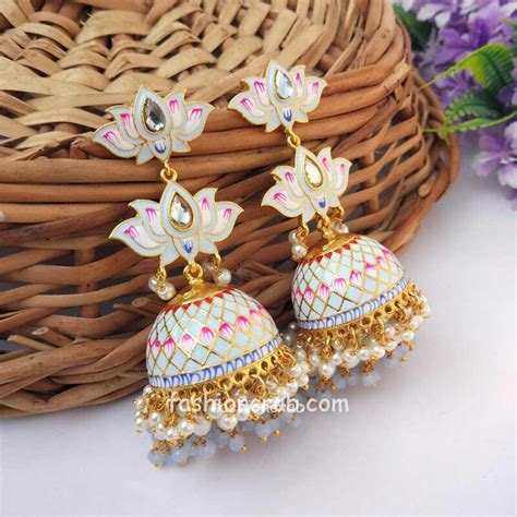 Navy Blue Jhumka Earrings For Saree Fashioncrab