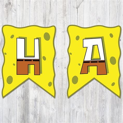 Happy Birthday Spongebob Inspired Banner Birthday Garland Etsy