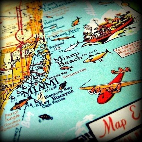 Vintage Map Miami Beach A Retro Florida Map By Vintagebeachmaps